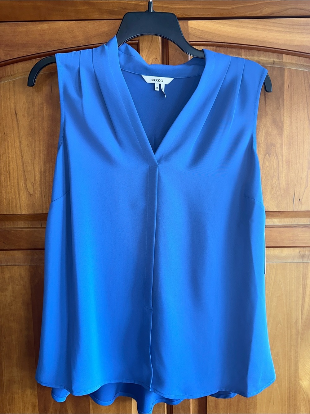 Women's Cobalt Blue Sleeveless V-Neck ShapedPopover Tunic Blouse, XL, NWT